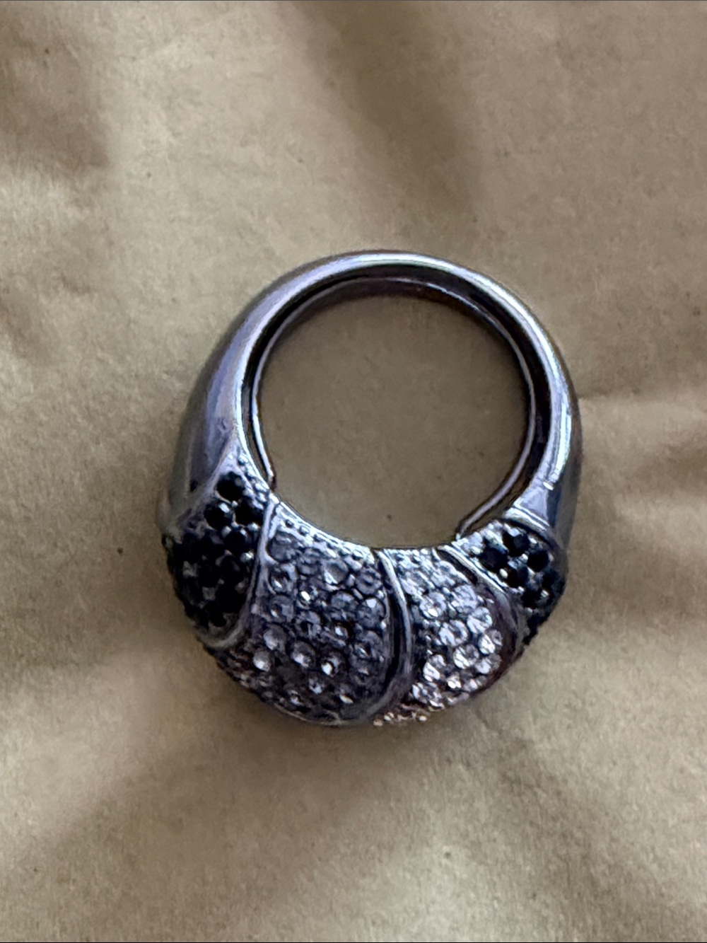 Ring size 7 grey black and clear crystal sparkling swirls of light - Picture 8 of 15